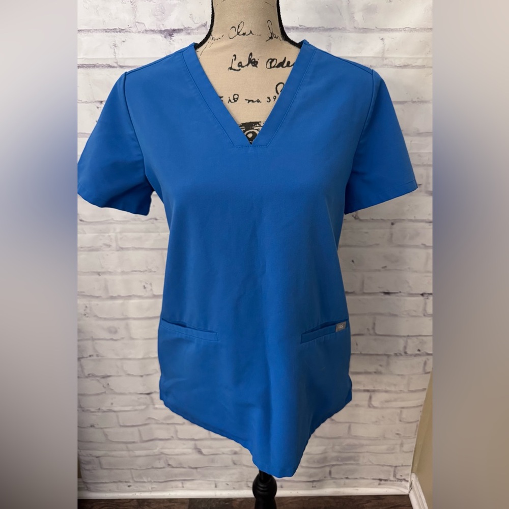 Figs Casma Three‎ Pocket Scrub Top V Neck Tailored Classic Fit Royal Blue Small